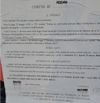 La denuncia di Blasioli (Pd): "A Pescara manifesti istituzionali sul referendum errati, vanno subito sostituiti"