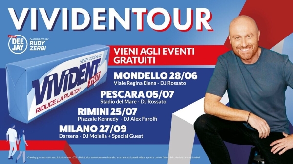 A Pescara arriva il Vivident tour 2025 tra dj set e divertimento con Rudy Zerbi e Dj Rossato